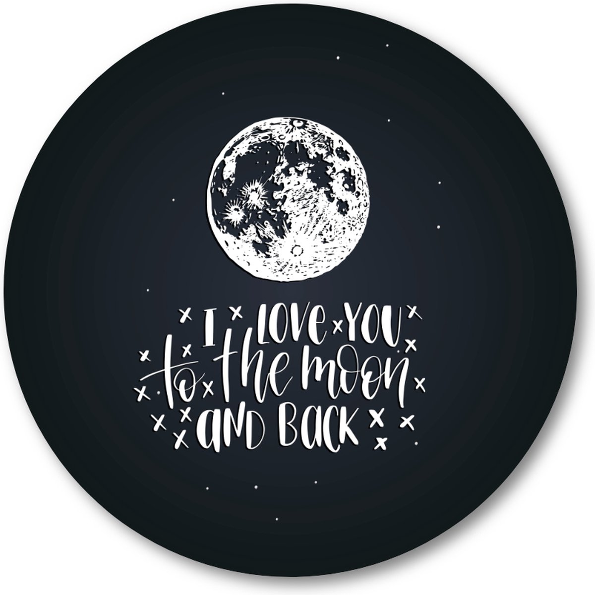 Quote ''I love you to the moon & back'' - Muurcirkel Forex 60cm - Wandcirkel voor binnen - Tekstposters