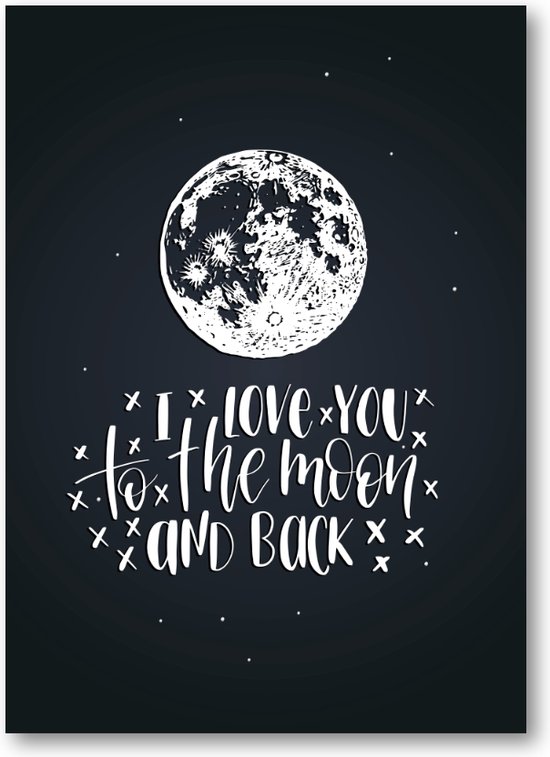 Quote ''I love you to the moon & back'' - 50x70 Canvas Staand - Tekstposters