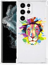 GSM Hoesje Geschikt voor Samsung Galaxy S22 Ultra Leuk TPU Back Cover met transparante rand Lion Color