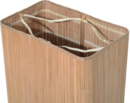 HOMCOM Panier à linge en bambou avec cloison 100L 52 x 32 x 63cm