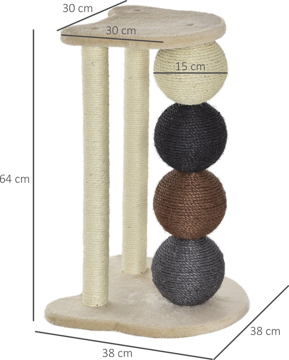 RHRQuality Krabpaal Maine Coon Tower Crown - Plafond - Voor grote katten - Crème RHRQuality Krabpaal Maine Coon Tower Crown - Plafond - Voor grote katten - Crème