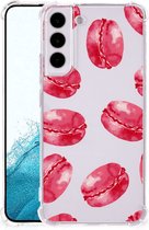 Telefoonhoesje met tekst Samsung Galaxy S22 Telefoon Hoesje met doorzichtige rand Pink Macarons
