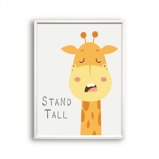 Poster Blije dieren giraf stand tall tekst - Dieren motivatie / kinderkamer / Jungle - Safari / Dieren Poster / Babykamer - Kinderposter  30x21cm
