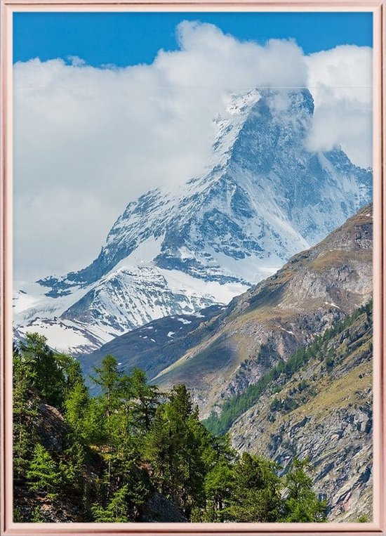 Poster Met Metaal Rose Lijst - Matterhorn Berg Poster