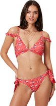 No Gossip Direhoekige bikiniset met rood bloemenpatroon en borstkussen MULTICOLOR 38