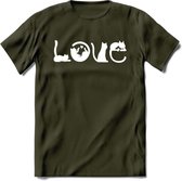 Cat Love - Katten T-Shirt Kleding Cadeau | Dames - Heren - Unisex | Kat / Dieren shirt | Grappig Verjaardag kado | Tshirt Met Print | - Leger Groen - XL