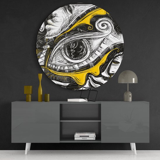 Insigne Glazen Schilderijen - Abstract - Oog - Glasschilderij - Rond - Muurcirkel - 60 cm - 4 mm