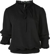 Dames top lm ruffle met strik - zwart | Maat XL