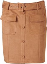 Dames rok suèdine bruin met riem | Maat L