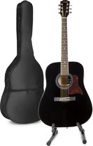 Akoestische gitaar voor beginners - MAX SoloJam Western gitaar - Incl. gitaar standaard, gitaar stemapparaat, gitaartas en 2x plectrum - Zwart