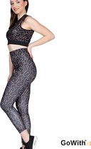 Dames Legging | leggen met patroon | hoogsluitend |elastische band | sport legging | yoga legging | fitness legging | kleur: zwart; bruin | Maat: L