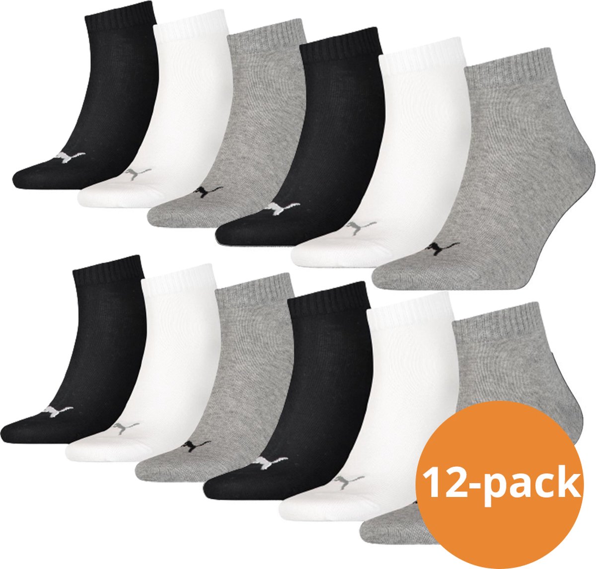 Puma Quarter Sokken Plain 12-pack / -39/42 Zwart