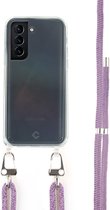 Coverzs Transparant case met paars koord geschikt voor Samsung Galaxy S21 Plus - telefoonhoesje met koord - Telefoonkoord (transparant)
