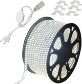 LED Strip Wit - 20 meter in een ROL - 220V - 2835SMD - 180L/M - IP65 - Met Aansluitstekker