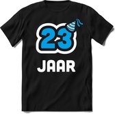 23 Jaar Feest kado T-Shirt Heren / Dames - Perfect Verjaardag Cadeau Shirt - Wit / Blauw - Maat L