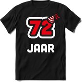 72 Jaar Feest kado T-Shirt Heren / Dames - Perfect Verjaardag Cadeau Shirt - Wit / Rood - Maat S