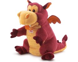 Trudi - Puppets Handpop Draak 24 cm - Handgemaakt in Italie - Zacht pluche - Knuffeldier voor jongens en meisjes - Rood Bruin - 15x22x24 cm maat S