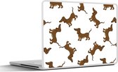 Laptop sticker - 15.6 inch - Patronen - Hond - Teckel - Jongens - Meisjes - Kinderen - Kind - 36x27,5cm - Laptopstickers - Laptop skin - Cover