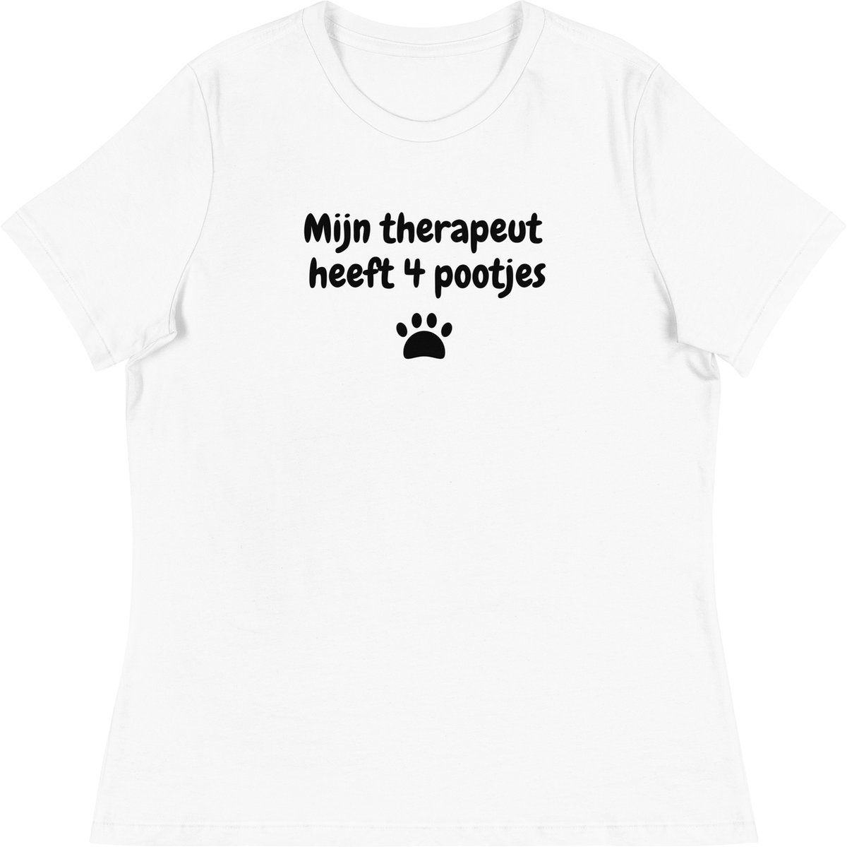 T-shirt Dames MT S - Mijn Therapeut Heeft 4 Pootjes - Grappig Honden Shirt Wit