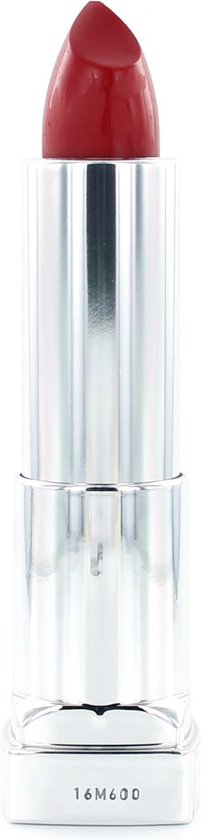 Rode lipstick met zilveren huls, met 16M600 op de onderkant.