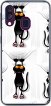Coque Samsung Galaxy A40 - Motif - Chat - Zwart - Coque de téléphone en Siliconen -