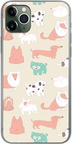 Geschikt voor iPhone 11 Pro Max hoesje - Patroon - Hond - Puppy - Jongens - Meisjes - Kinderen - Kids - Siliconen Telefoonhoesje