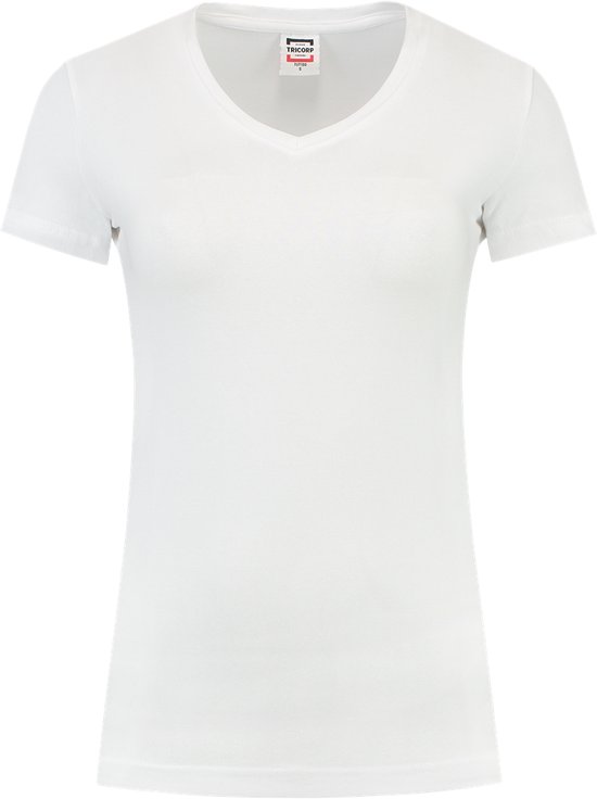 Tricorp Dames T-shirt V-hals 190 grams - Casual - 101008 - Wit - maat M