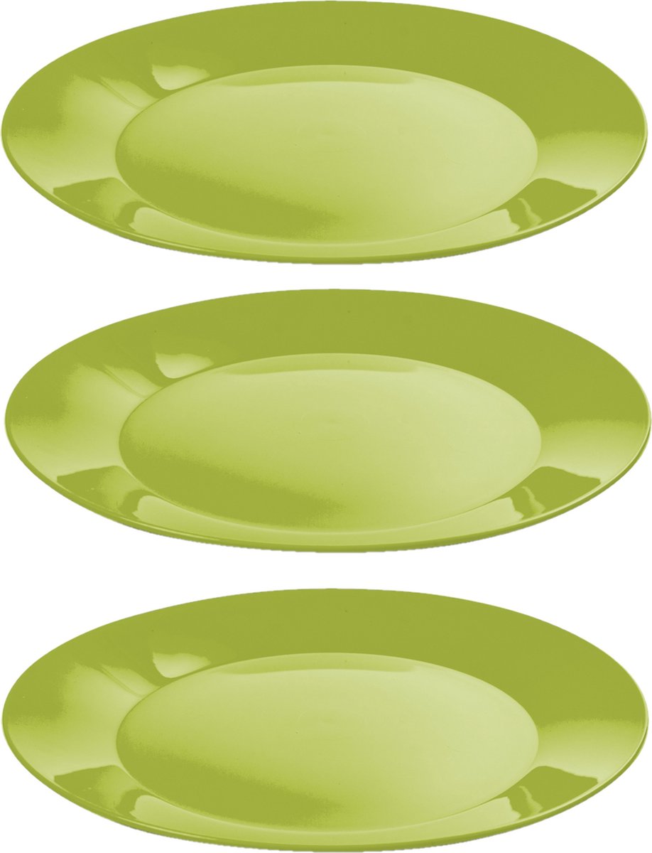 Hega Hogar Ontbijtbordjes - 9x st - groen - 21 cm - hard kunststof - dinerborden - camping bordjes - Outdoor servies picknick/verjaardag