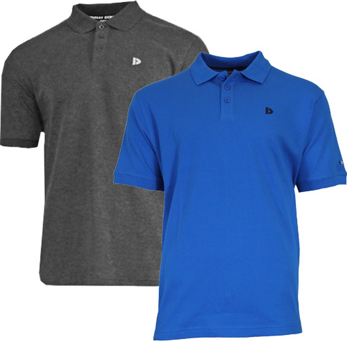 2-Pack Donnay - Polo (Noah) - Sportpolo - Heren - Charcoal/Active blue (400) - maat M