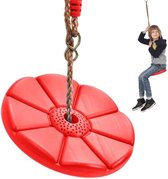 Schommel voor kinderen - Ronde schommel Rood - 75kg max - Makkelijk op te hangen - Touwlengte 110 t/m 190cm