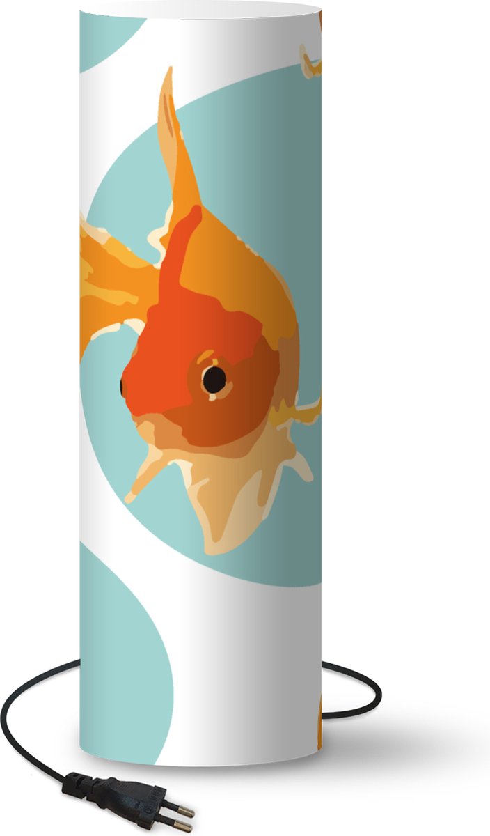 Lamp - Nachtlampje - Tafellamp slaapkamer - Goudvis - Dieren - Bubbel - Patronen - 70 cm hoog - Ø22.3 cm - Inclusief LED lamp