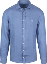 Hackett - Overhemd Garment Dyed Blauw - M - Heren - Slim-fit