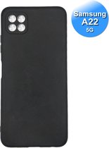 Samsung A22 Hoesje Zwart Siliconen 5G Versie - Samsung Galaxy A22 Case - Samsung A22 Hoes - Zwart