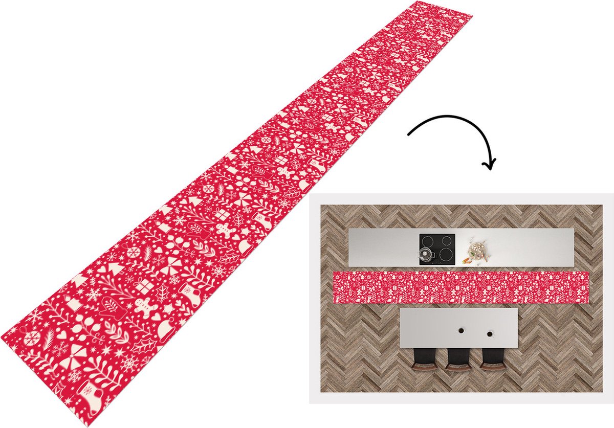 KitchenYeah Keukenloper - Keukenmat - Patronen - Kerst - Winter - Feest - 400x50 cm - Keuken vloerkleed Multicolor