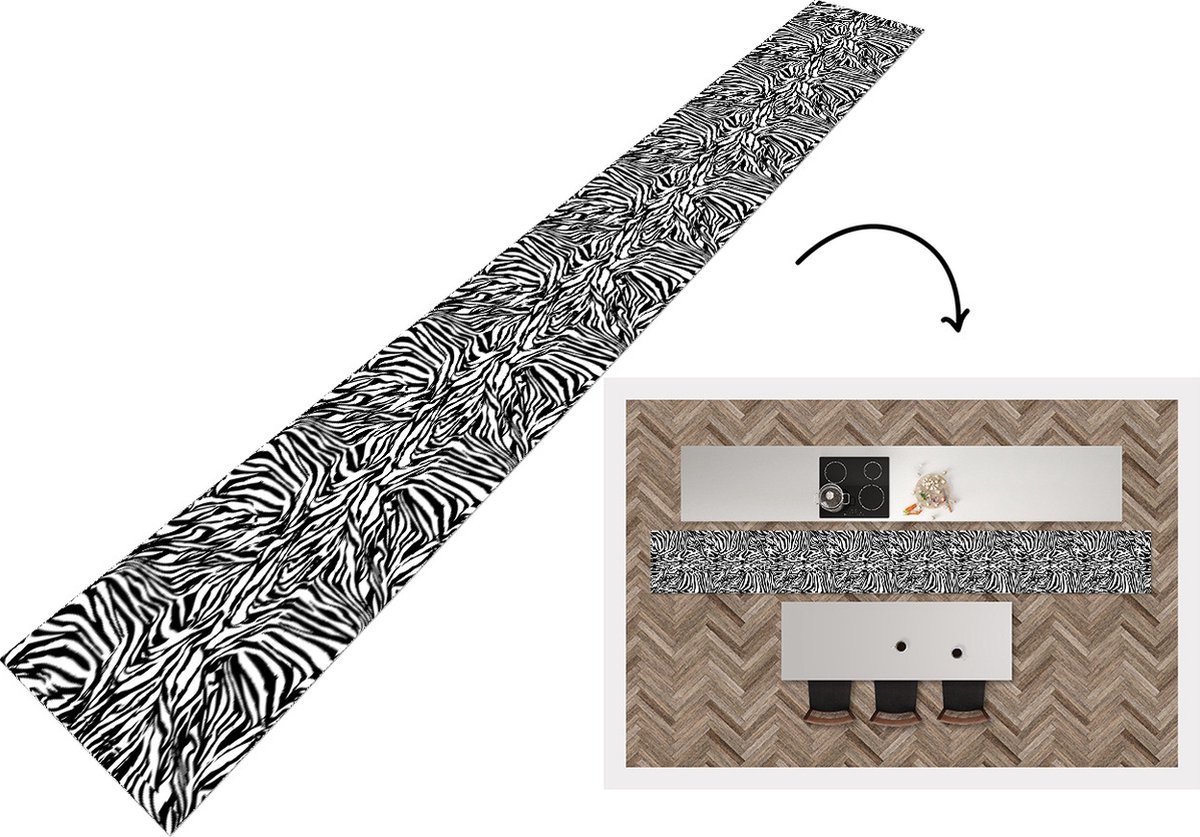 Keukenloper - Keukenmat - Patroon - Zebra - Vacht - 400x50 cm - Keuken vloerkleed