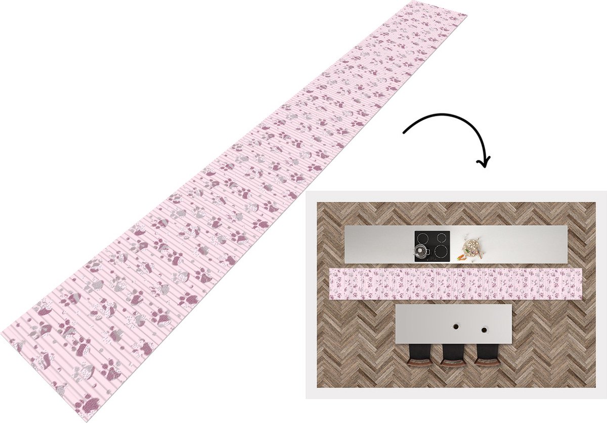 KitchenYeah Keukenloper - Keukenmat - Hond - Roze - Patronen - Keuken vloerkleed, foto 3
