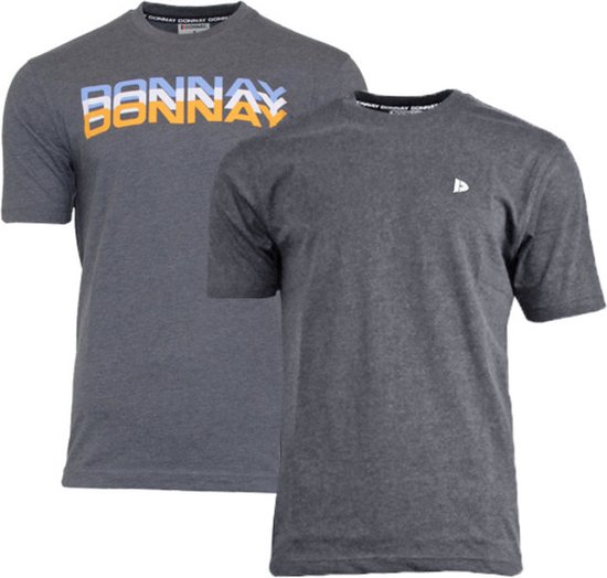 2-Pack Donnay T-shirts (599009/599008) - Heren - Charcoal marl/Charcoal marl - maat M