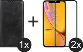 iPhone 13 hoesje bookcase zwart Luxe PU Leer wallet case portemonnee book case hoes cover - Full Cover - 2x iPhone 13 screenprotector