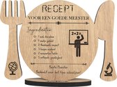 Recept meester - houten wenskaart - kaart van hout om de leraar te bedanken - 12.5 x 17.5 cm