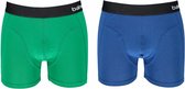 boxershorts Basic heren viscose groen/blauw 2 stuks mt S