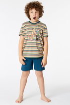 Woody pyjama jongens/heren - multicolor gestreept - mandrill aap - 221-1-PUS-S/929 - maat L