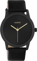 OOZOO Timepieces - Zwarte horloge met zwarte leren band - C10949 - Ø38