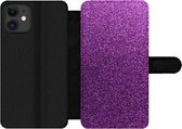 Bookcase Geschikt voor iPhone 11 telefoonhoesje - Glitter - Roze - Design - Abstract - Met vakjes - Wallet case met magneetsluiting