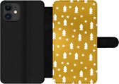 Bookcase Geschikt voor iPhone 11 telefoonhoesje - Kerstboom - Sterren - Goud - Met vakjes - Wallet case met magneetsluiting