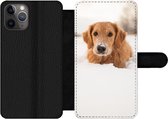 Bookcase Geschikt voor iPhone 11 Pro telefoonhoesje - Hond - Sneeuw - Winter - Met vakjes - Wallet case met magneetsluiting