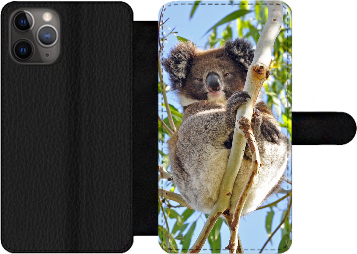 Telefoonhoesje Geschikt voor iPhone 11 Pro telefoonhoesje - Koala - Lucht - Takken - Kinderen - Jongens - Meiden - Met vakjes - Wallet case met magneetsluiting