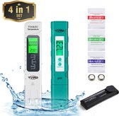 Tvird Digitaal PH Meter-Elektrisch PH Tester-TDS Meter-4 in 1-Automatische Kalibratie Functie-met LCD-scherm en 3 PH Bufferpoeder-voor Zwembad,Aquariums, Grond