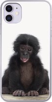 Geschikt voor iPhone 11 hoesje - Kind - Aap - Chimpansee - Baby dieren - Jongens - Meiden - Siliconen Telefoonhoesje