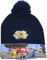 muts pompom Super Wings junior acryl donkerblauw one-size