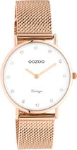 OOZOO Vintage series - rosé goudkleurige horloge met rosé goudkleurige metalen mesh armband - C20243 - Ø32